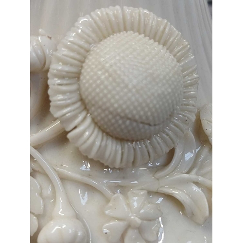 306 - A pair of Belleek 'Aberdeen' ewers. With floral encrusted decoration. Second period (1891-1926) fact... 