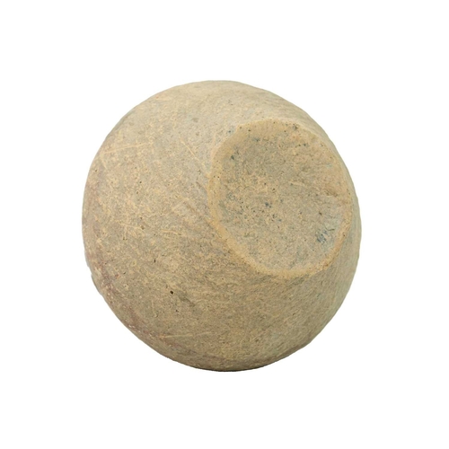 374 - A Chinese small pottery vessel. Neolithic, with a side handle and iron red cross-hatched painted dec... 