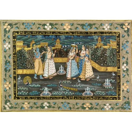 392 - An Indian Painting on Silk Together with a Chinese Silk Embroidery 'One Hundred Children at Play' In... 