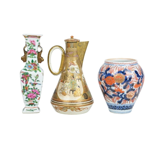 401 - A Japanese painted porcelain large bowl. Early 20th century (riveted) and other Chinese and Japanese... 