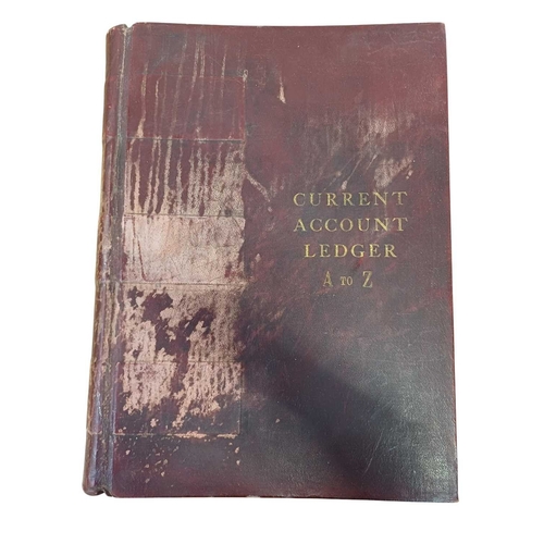 47 - A large late 19th/early 20th century maroon leather bound 'Current Account Ledger'. Together with an... 