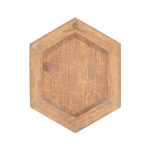 512 - A Venetian style small hexagonal sided wall mirror. 20th century, the central plate with engraved bo... 