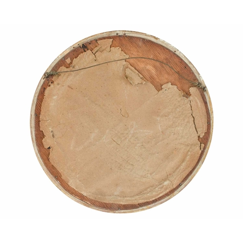 520 - A 19th century giltwood convex mirror. With circular plate and reeded ebonised slip. Diameter 29cm. ... 