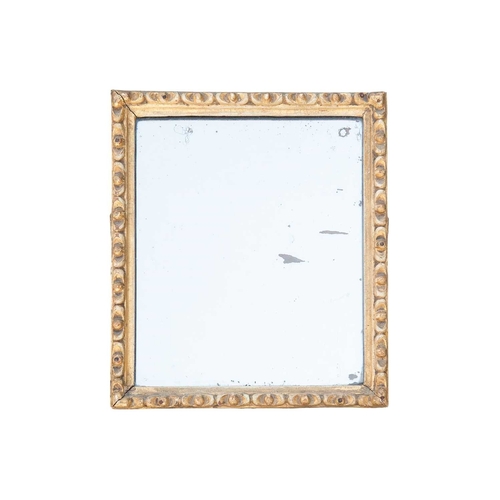 521 - A small 19th century giltwood and gesso mirror. 34cm x 29cm. Together with an Edwardian colour print... 
