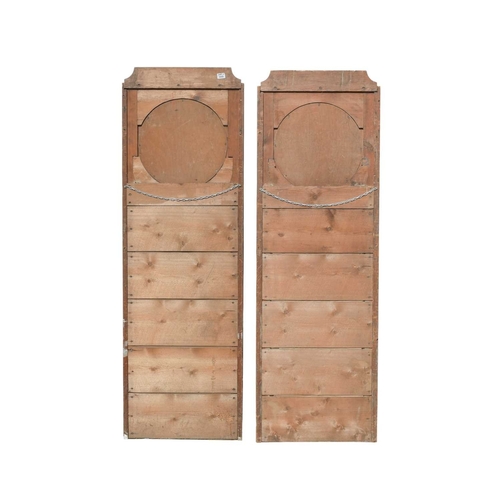 525 - A pair of French painted and parcel gilt Trumeau mirrors. 19th century, in the Louis XVI taste, the ... 