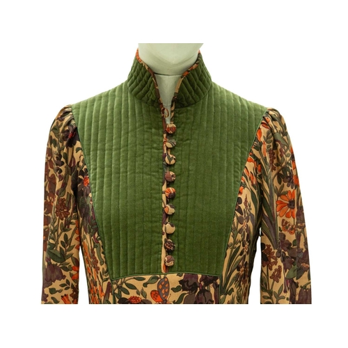 542 - Anna Belinda of Oxford. A long sleeved midi dress, circa 1970, in Liberty 'Penelope' pattern printed... 