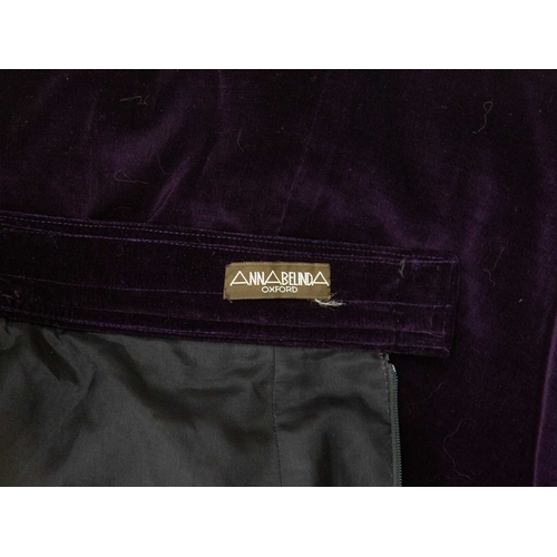 547 - Anna Belinda of Oxford. A 1970s Victorian revival green velvet two piece skirt suit, together with a... 