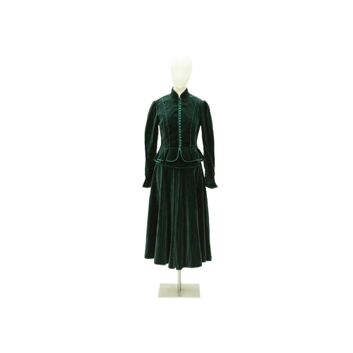 547 - Anna Belinda of Oxford. A 1970s Victorian revival green velvet two piece skirt suit, together with a... 