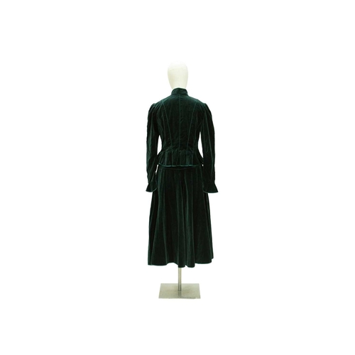547 - Anna Belinda of Oxford. A 1970s Victorian revival green velvet two piece skirt suit, together with a... 