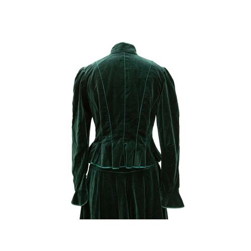 547 - Anna Belinda of Oxford. A 1970s Victorian revival green velvet two piece skirt suit, together with a... 