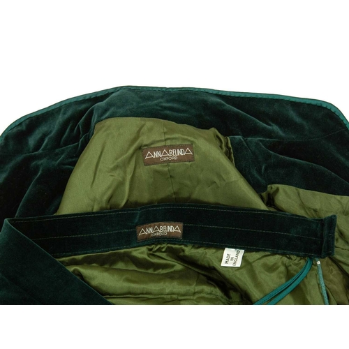 547 - Anna Belinda of Oxford. A 1970s Victorian revival green velvet two piece skirt suit, together with a... 