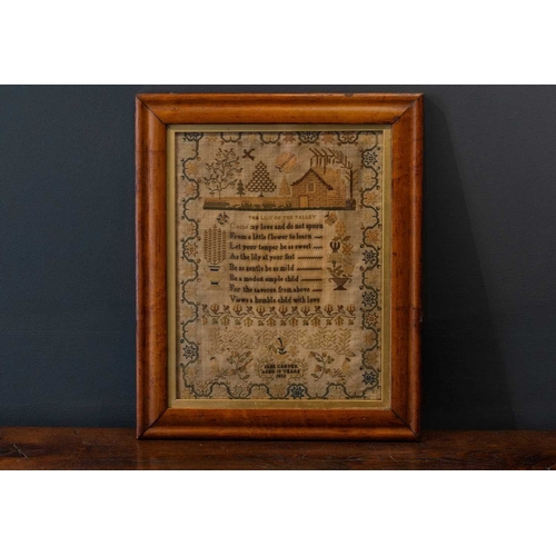 557 - A William IV silkwork sampler by Jane Carter, aged 10 years, 1832. Worked with a trailing border, wi... 