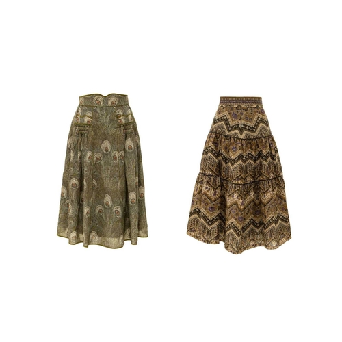 565 - Anna Belinda of Oxford. Two skirts, both circa 1970, one in Liberty 'Hera' pattern printed cotton, w... 