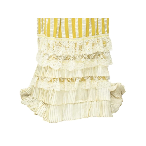 574 - A yellow costume in the Edwardian style. Handwritten name inside the waist, possibly used in a play,... 