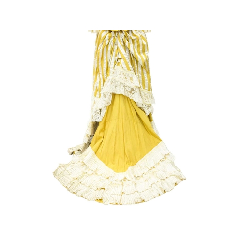 574 - A yellow costume in the Edwardian style. Handwritten name inside the waist, possibly used in a play,... 