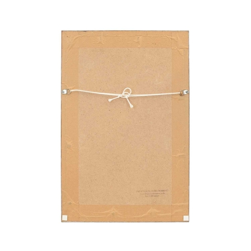 582 - Portrait of a lady on silk. Print, after the painting by Albert HENRY COLLINGS (1868-1947), framed a... 