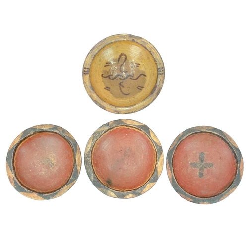 594 - A glazed conical pottery bowl. North African, 19th century, painted with a simple design, height 7.5... 