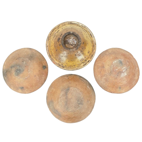 594 - A glazed conical pottery bowl. North African, 19th century, painted with a simple design, height 7.5... 