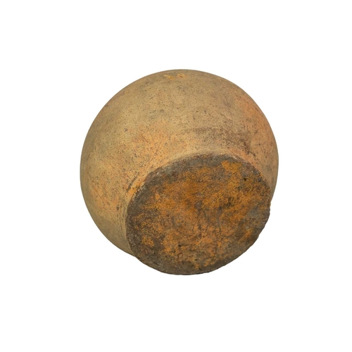 613 - A Verwood (Dorset) pottery owl costrel. 19th century, of typical bellied form, with pierced lug hand... 