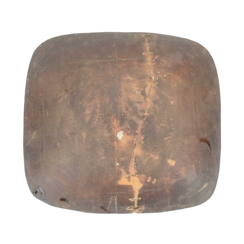 633 - An English slipware pottery dish, dated 1791. Painted in a cream and brown slip with a stylized phea... 