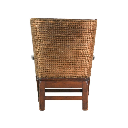 670 - A child's pine Orkney chair. Early 20th century, with straw back and drop-in rush seat, height 55cm,... 