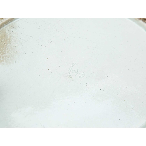 674 - A Davenport oval teapot and cover. Circa 1810, printed with blue and white bucolic scenes of a figur... 