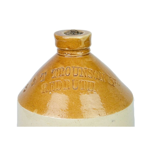 681 - Three Redruth stoneware flagons. Two for Redruth Brewery Co Ltd, height 40cm and smaller, numbered 1... 