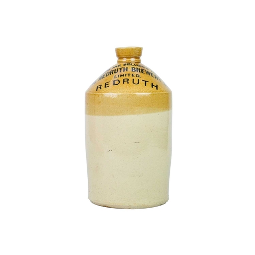 681 - Three Redruth stoneware flagons. Two for Redruth Brewery Co Ltd, height 40cm and smaller, numbered 1... 