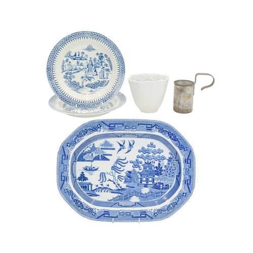 692 - A pair of Wedgwood & Co, Ferrybridge blue and white soup plates. Early 19th century, printed with th... 