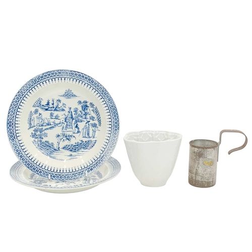 692 - A pair of Wedgwood & Co, Ferrybridge blue and white soup plates. Early 19th century, printed with th... 