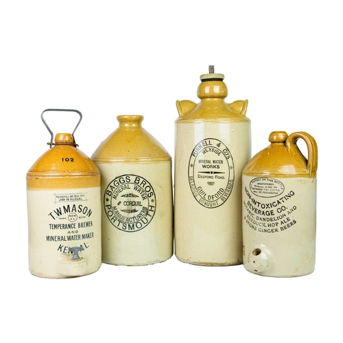 699 - Stoneware Flagons - Mineral Water. A 'Purnell & Co's' of Guildford stoneware bottle with double lobe... 