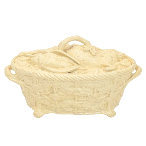 726 - A Mintons game pie dish and cover. Circa 1885, with a cream coloured glaze, the base moulded in the ... 