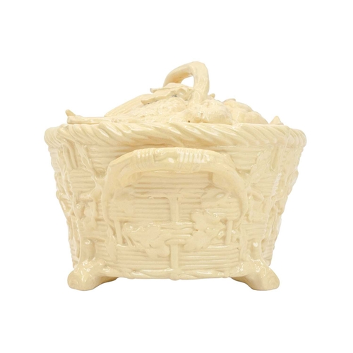 726 - A Mintons game pie dish and cover. Circa 1885, with a cream coloured glaze, the base moulded in the ... 