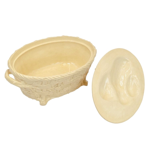 726 - A Mintons game pie dish and cover. Circa 1885, with a cream coloured glaze, the base moulded in the ... 