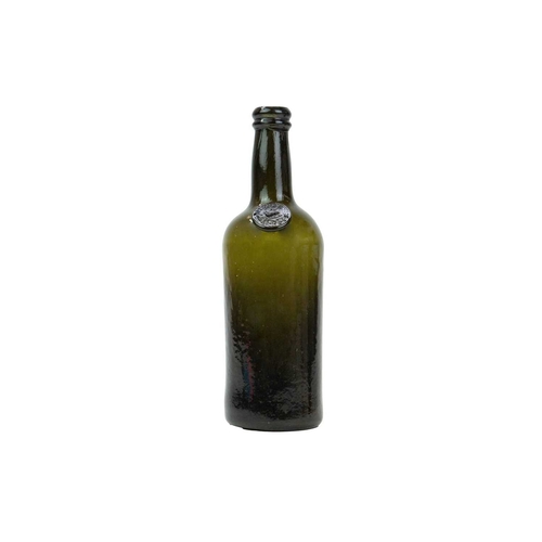 738 - Two sealed green glass half wine bottles. Circa 1820, each with Middle Temple seals with a lamb and ... 
