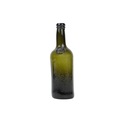 738 - Two sealed green glass half wine bottles. Circa 1820, each with Middle Temple seals with a lamb and ... 