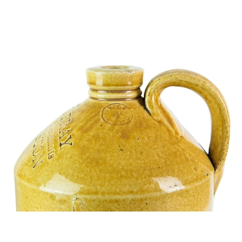 748 - Local interest. Three Launceston stoneware flagons. A 'Francis & Son Wine & Spirit Merchants' flagon... 