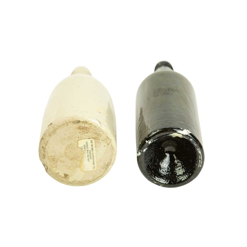 755 - Six 19th century glass wine bottles of dark olive green tint. Various bases. All approximately 30cm ... 