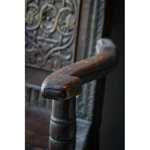 756 - An oak joined armchair, once thought to be associated with Mary, Queen of Scots Probably Scottish, 1... 