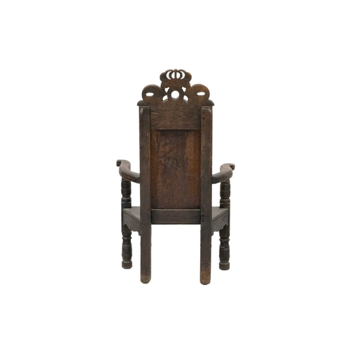 756 - An oak joined armchair, once thought to be associated with Mary, Queen of Scots Probably Scottish, 1... 