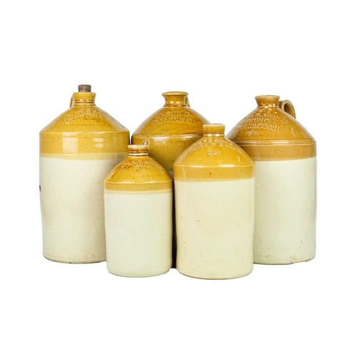 758 - Five W & EC Carne stoneware flagons. Of Falmouth and Truro, various sizes ranging from 40cm-25cm, ma... 
