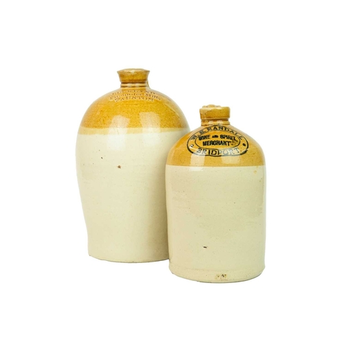 801 - Two stoneware flagons. Buckland Pitminster Mills Taunton, impressed Price Bristol mark, height 30cm,... 
