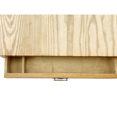 804 - A large late Victorian pine kitchen table. Fitted an end drawer, raised on turned legs, height 77cm,... 