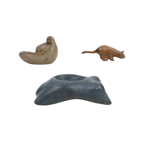 807 - A bronzed plaster maquette. Mid century, an abstract mother and child group, length 20cm, together w... 