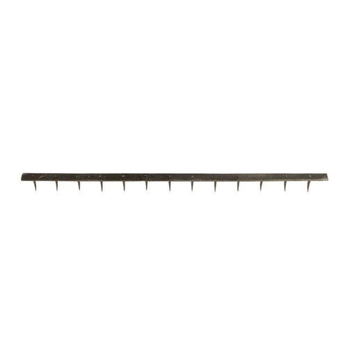 81 - A late 19th/early 20th century French butcher's hook rack. Height 5cm, width 152cm, depth 1cm. Prove... 