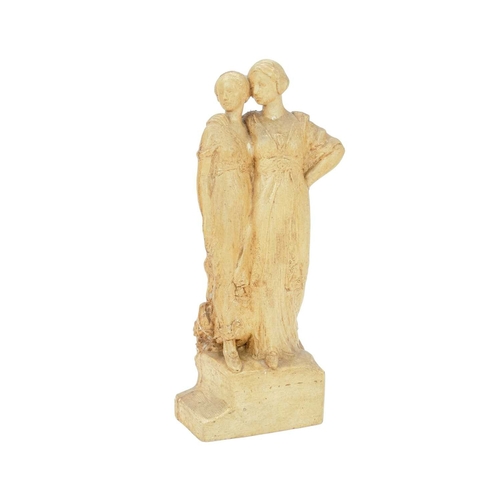 811 - David BURNS BROWN (Scottish, 1875 -1963). A figure group modelled as two young women, raised on rect... 