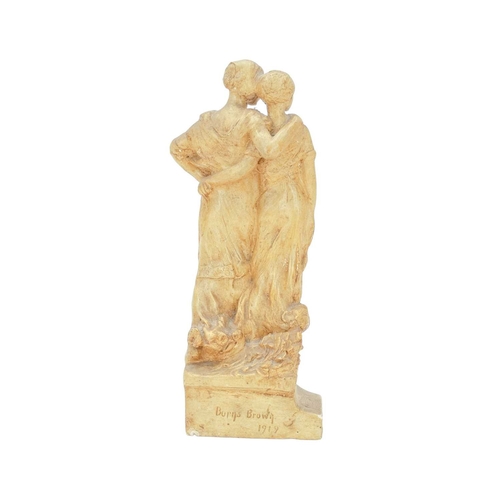 811 - David BURNS BROWN (Scottish, 1875 -1963). A figure group modelled as two young women, raised on rect... 