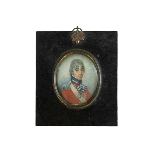 816 - English school, early 19th century. Miniature portrait of Colonel John Vere Fletcher Barclay of the ... 