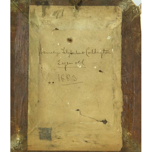818 - A Victorian painted miniature portrait of Hamelin Fitzherbert Coddington. Inscribed on the reverse, ... 