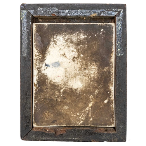 819 - A portrait miniature on porcelain of a young woman. Mid 19th century, wearing a lace trimmed black d... 